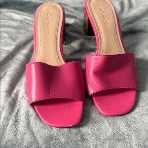 Coach Women's Vibrant Pink Mules